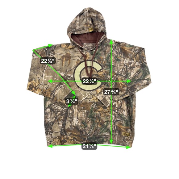 Stitches Hoodie Mens XL Brown Camo Pullover Sweatshirt C Logo Hunting Outdoor - Picture 3 of 4